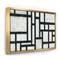 Designart - Black and White Labyrinth geometric - Mid-Century Modern Canvas in Gold Frame